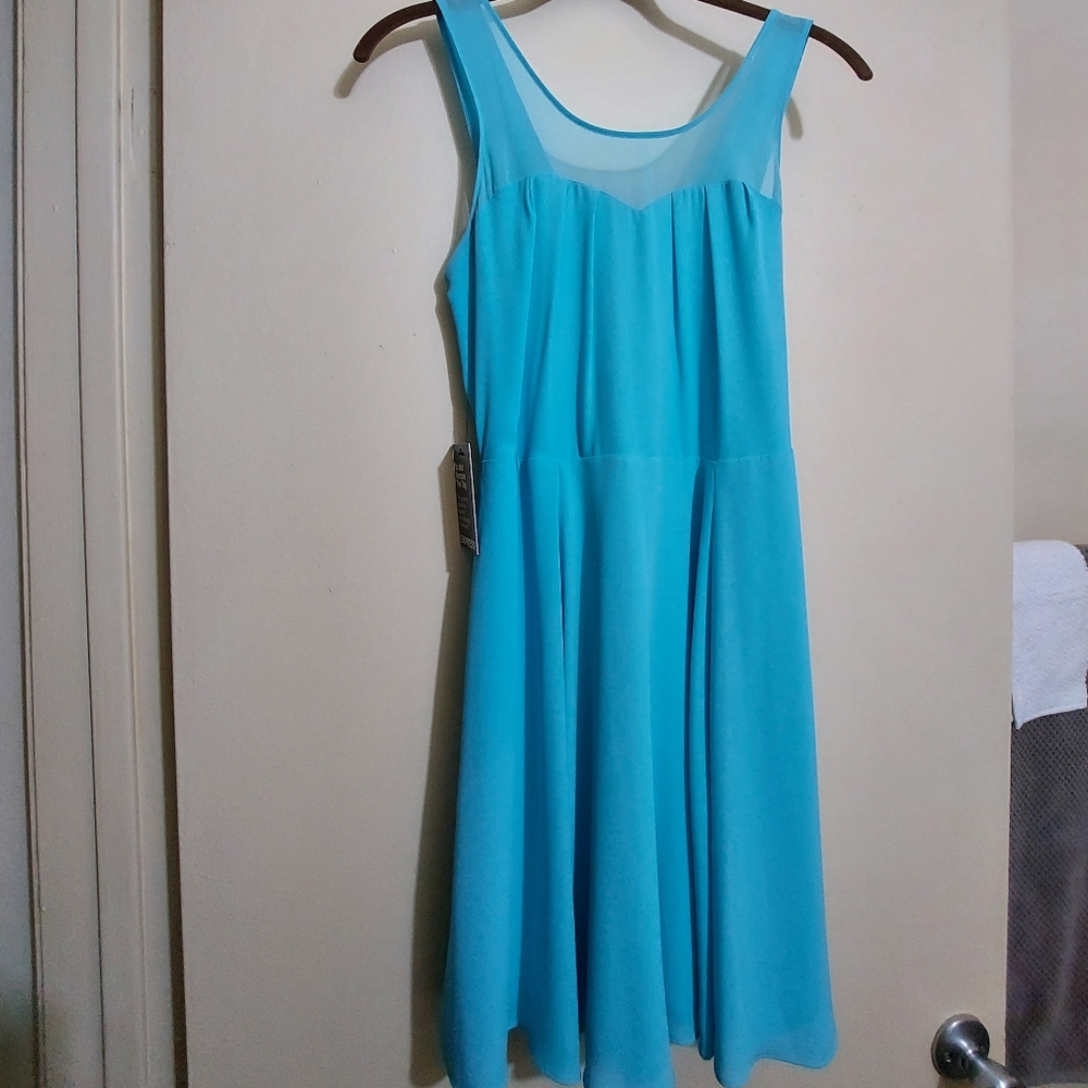 👗Express dress, skater dress, blue flowy dress, casual dress
